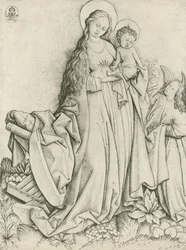 Madonna with Angel Giving Roses